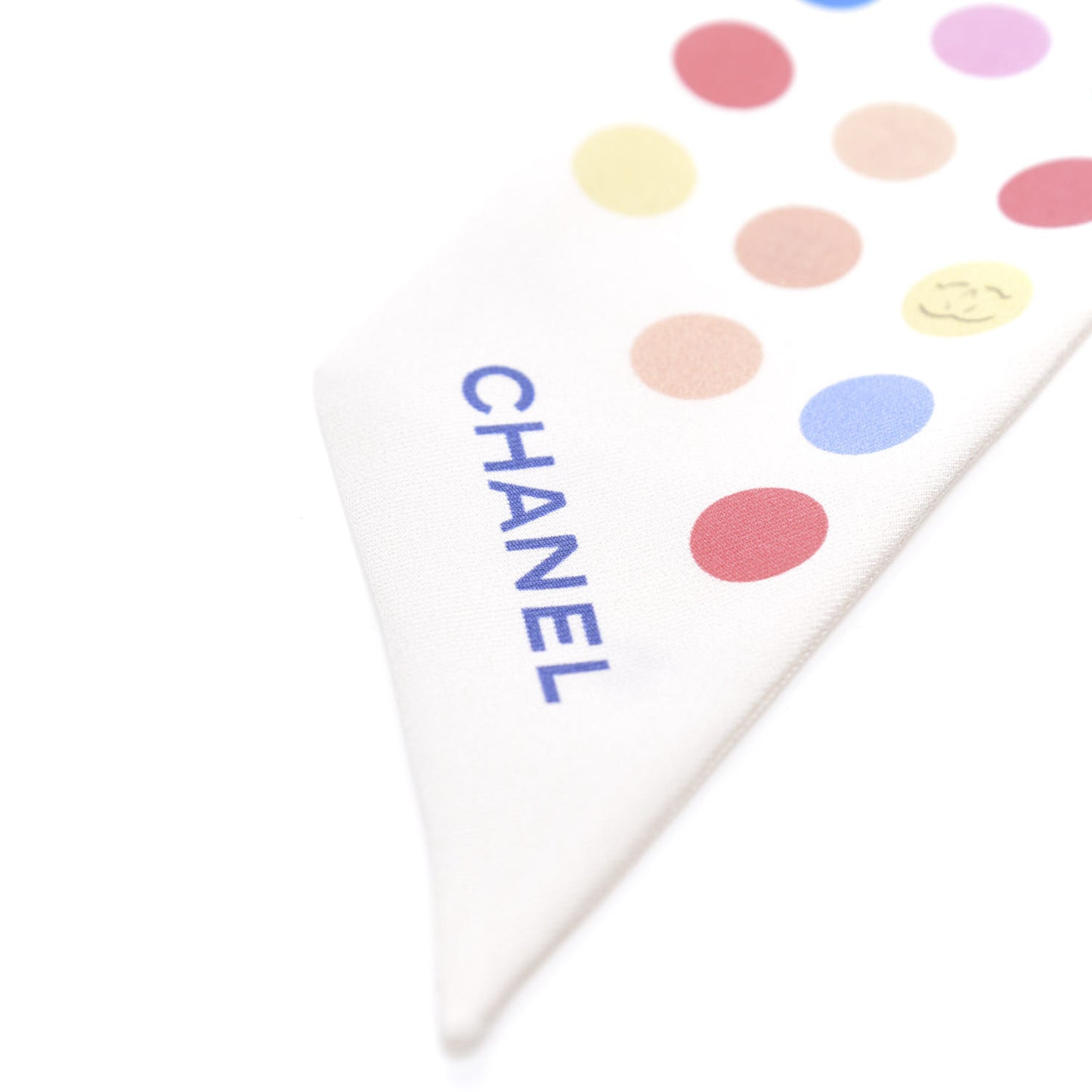 Silk Polka Dot CC Slim Bandeau Scarf Ivory Multicolor
