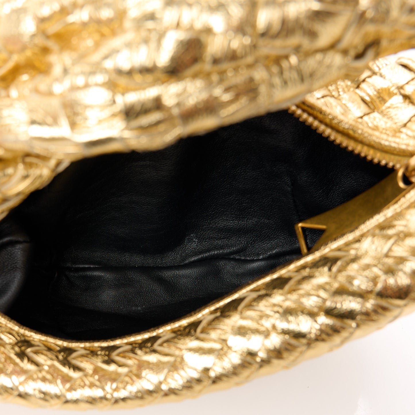Metallic Nappa Intrecciato Mini Jodie Gold