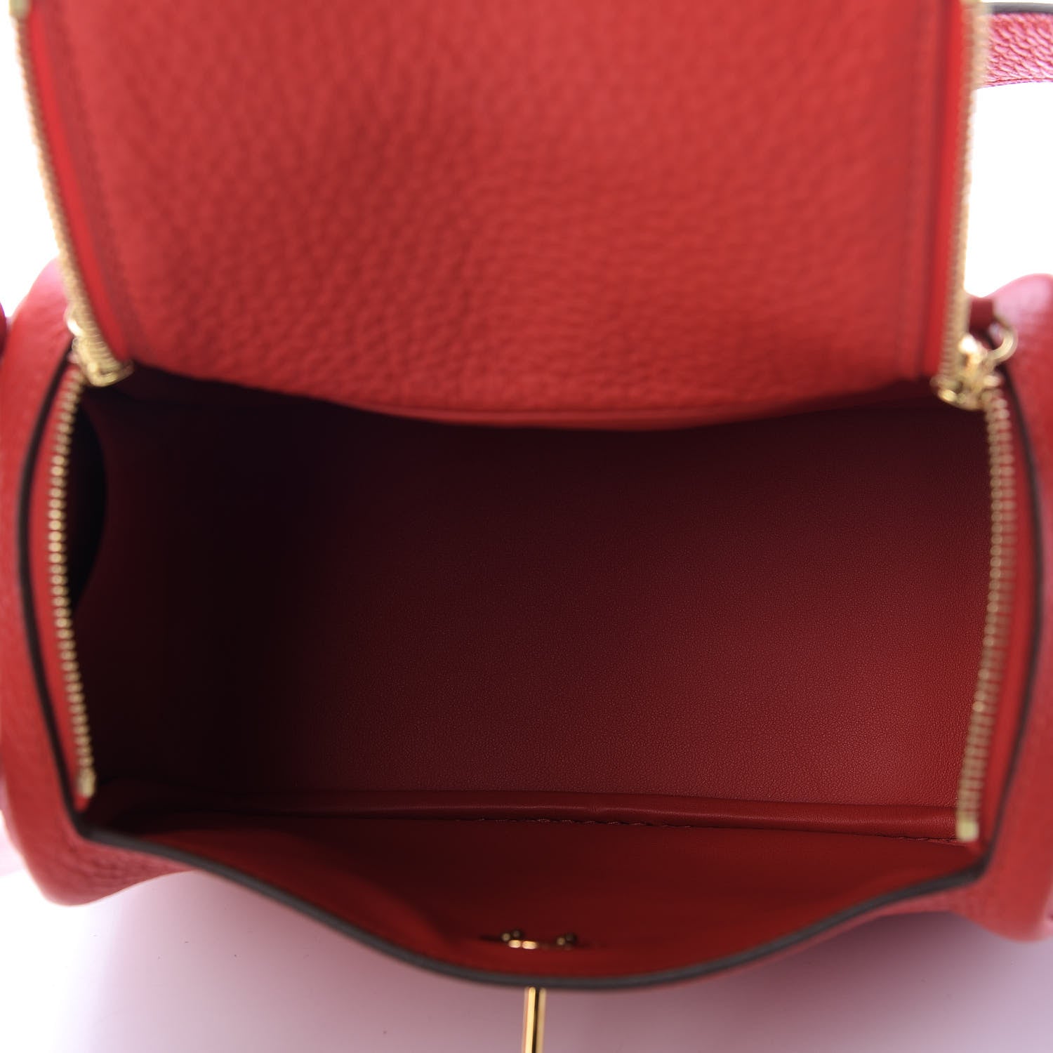 Hermes Taurillon Clemence Mini Lindy 20 Rouge De Coeur 5 of 9