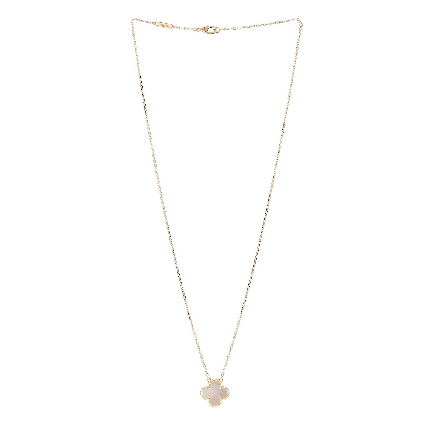 18K Yellow Gold Mother of Pearl Vintage Alhambra Pendant Necklace