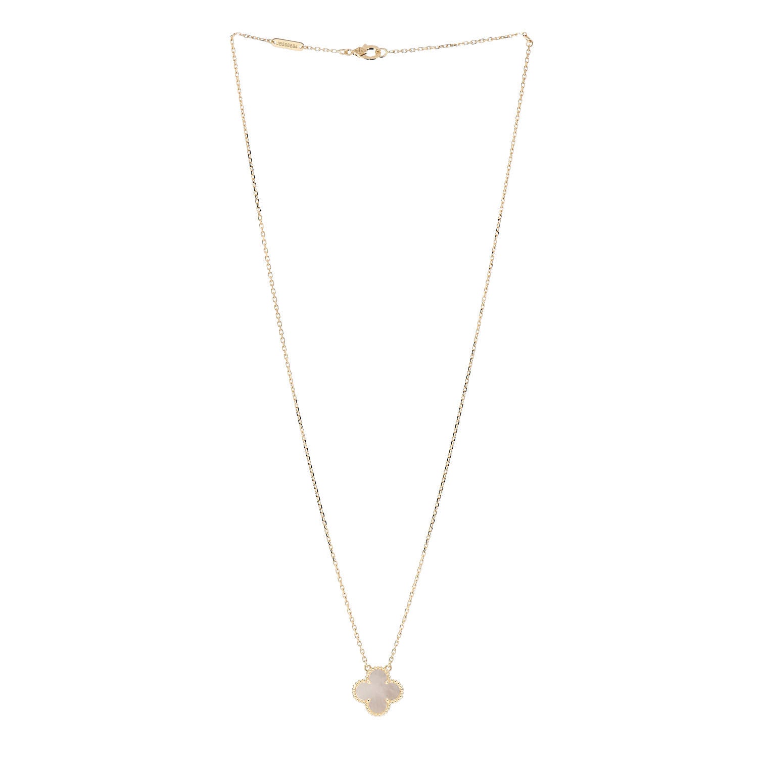 Van Cleef & Arpels 18K Yellow Gold Mother of Pearl Vintage Alhambra Pendant Necklace 3 of 5