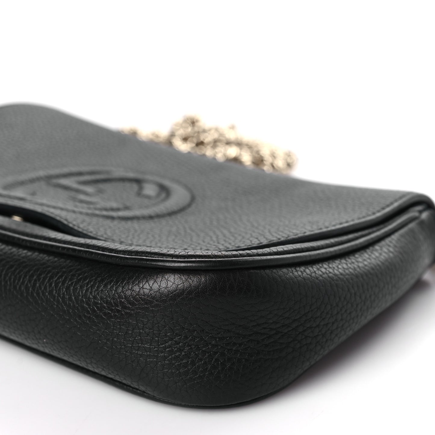 Pebbled Calfskin Medium Soho Flap Crossbody Black