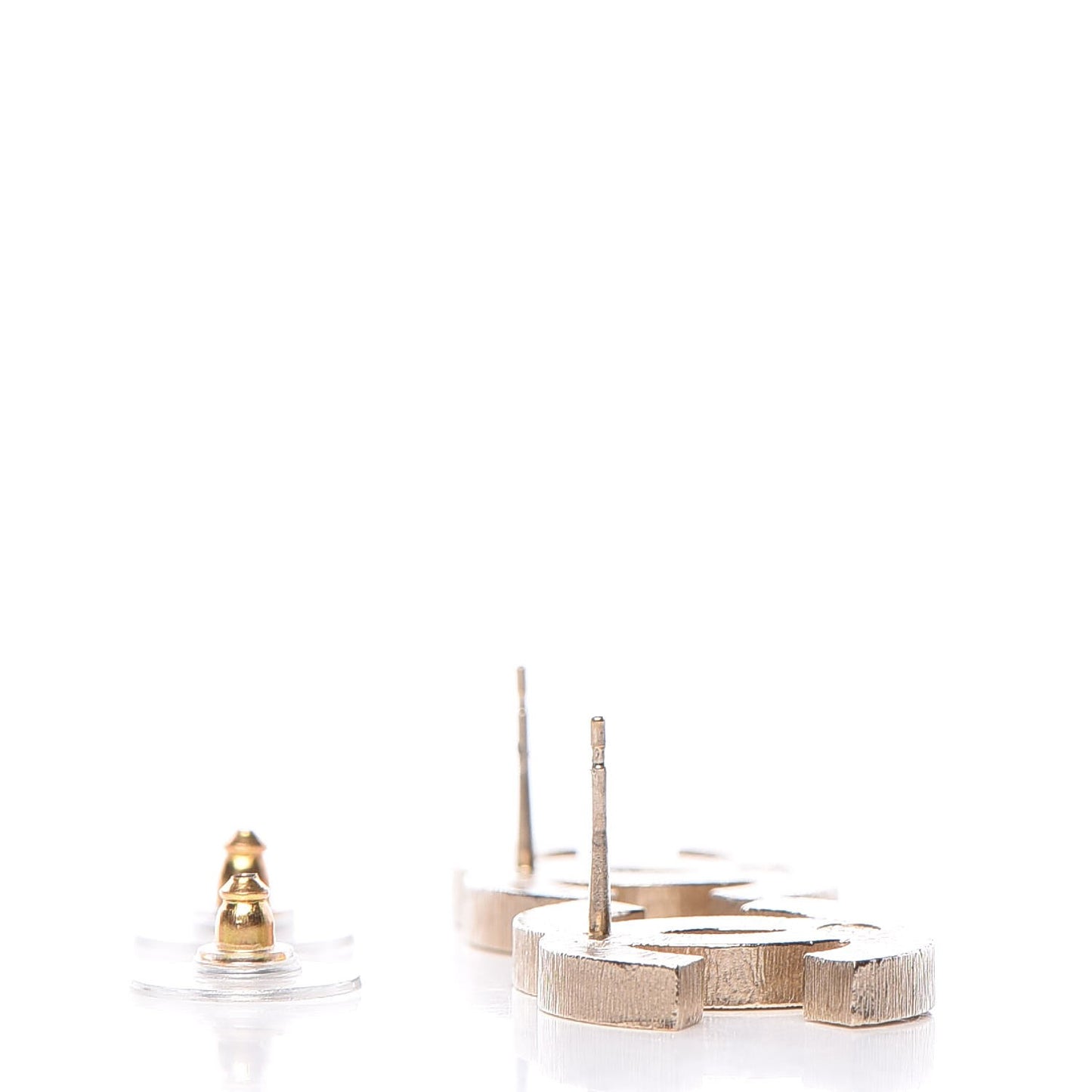 Metal Quilted CC Earrings Gold White