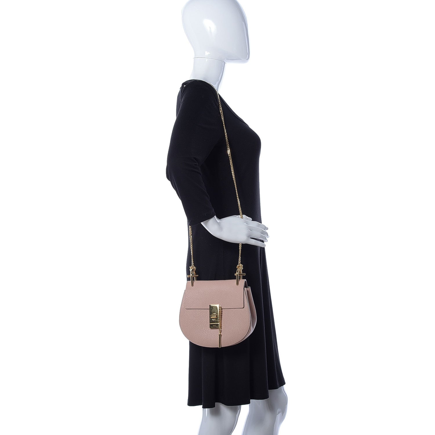 Chloe Grained Lambskin Drew Shoulder Bag Cement Pink 2 of 9