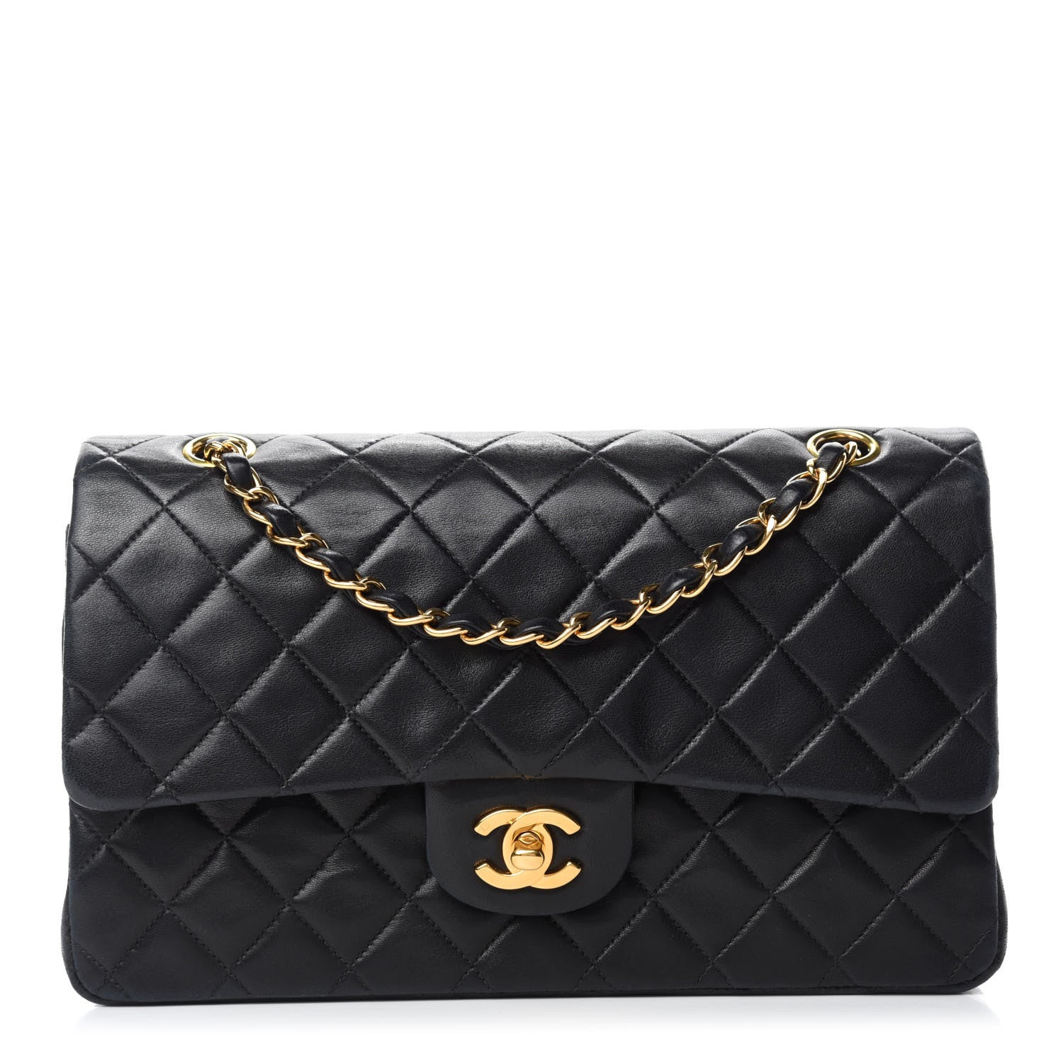 Chanel Lambskin Quilted Medium Double Flap Black 1 of 14