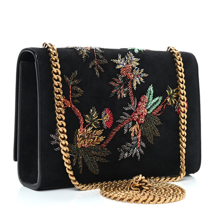 Saint Laurent Suede Embroidered Small Monogram Kate Satchel Black 2 of 9