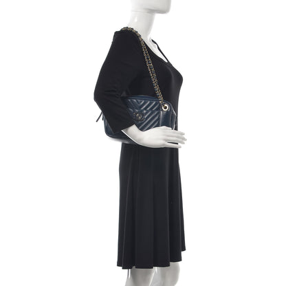 Chanel Calfskin Quilted Daily Chevron Camera Case Navy Blue 2 of 8