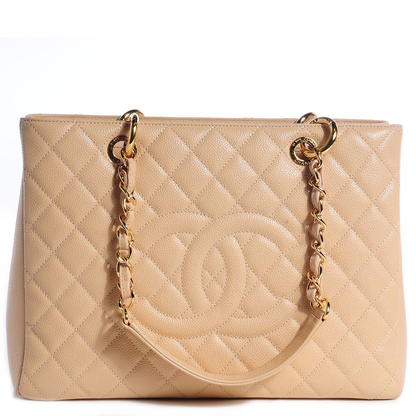 Caviar Quilted Grand Shopping Tote GST Beige