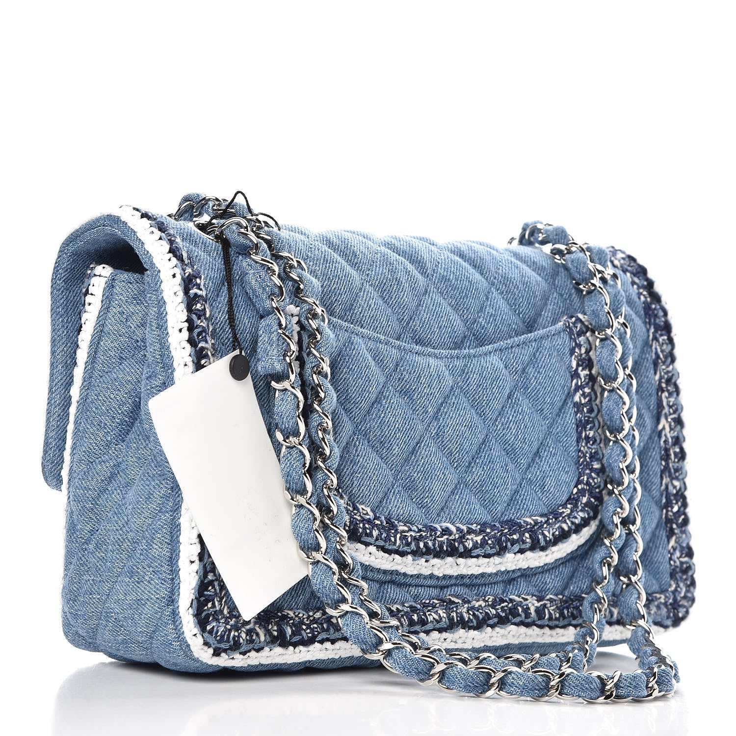 Chanel Denim Braided Medium Flap Bag Light Blue 3 of 8