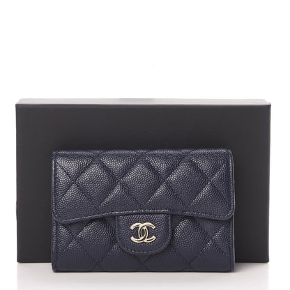 Chanel Caviar Quilted Flap Card Holder Wallet Navy Blue 9 of 9