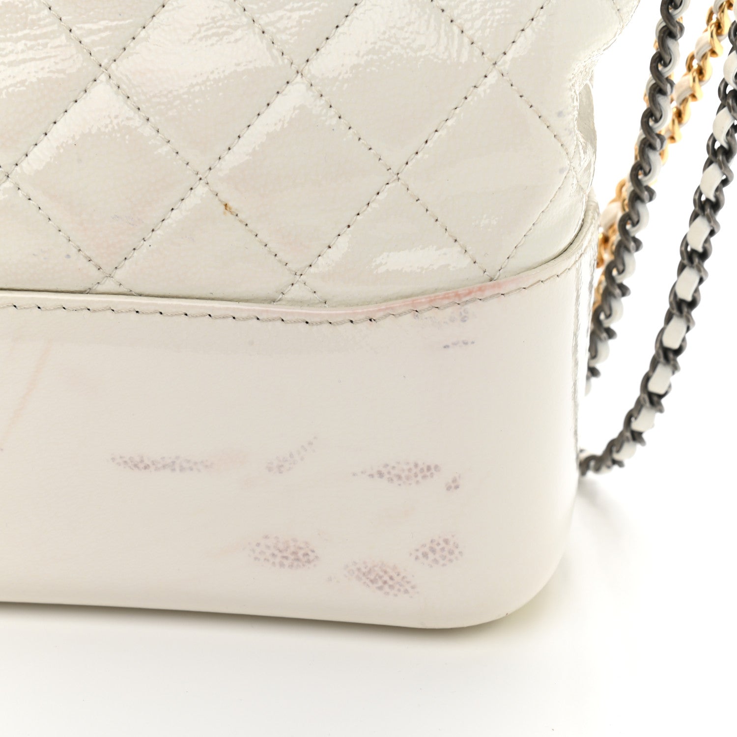 Chanel Patent Goatskin Quilted Medium Gabrielle Hobo White 14 of 25