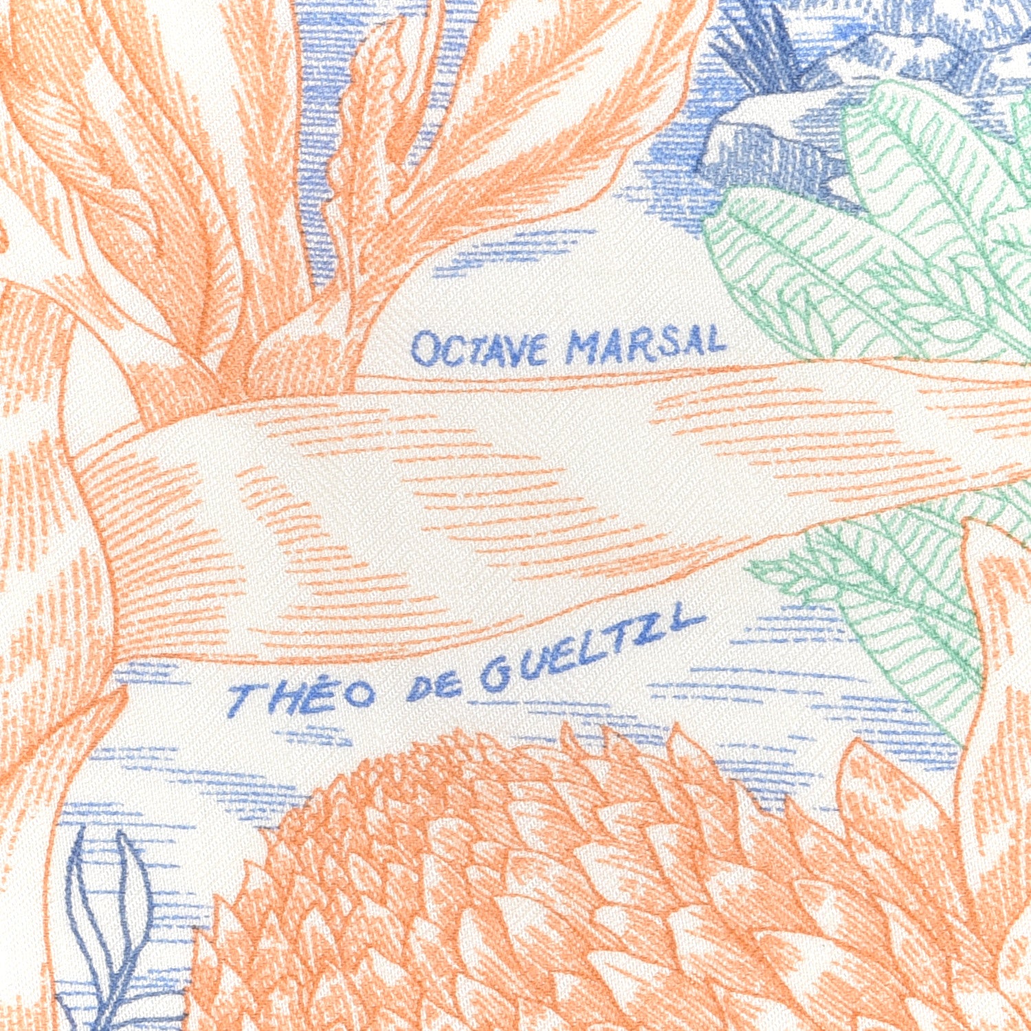 Hermes Cashmere Silk Faubourg Tropical Shawl 140 White Bleu Abricot 4 of 5