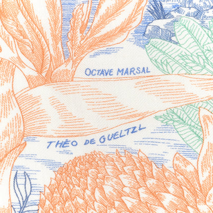 Hermes Cashmere Silk Faubourg Tropical Shawl 140 White Bleu Abricot 4 of 5