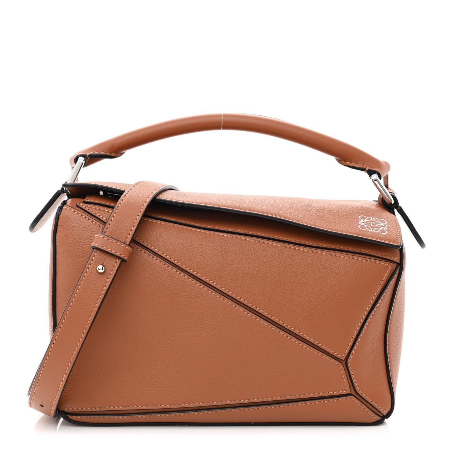 Grained Calfskin Small Puzzle Bag Tan