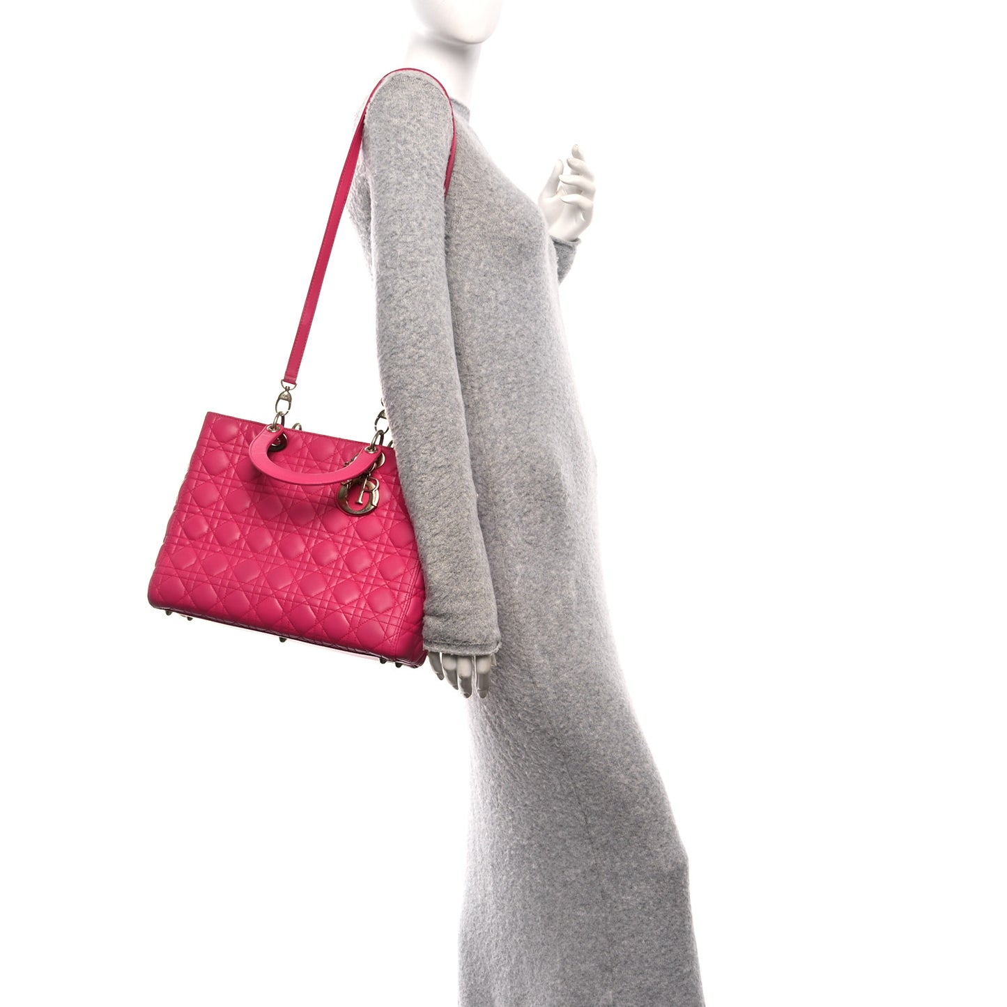 Lambskin Cannage Large Lady Dior Pink