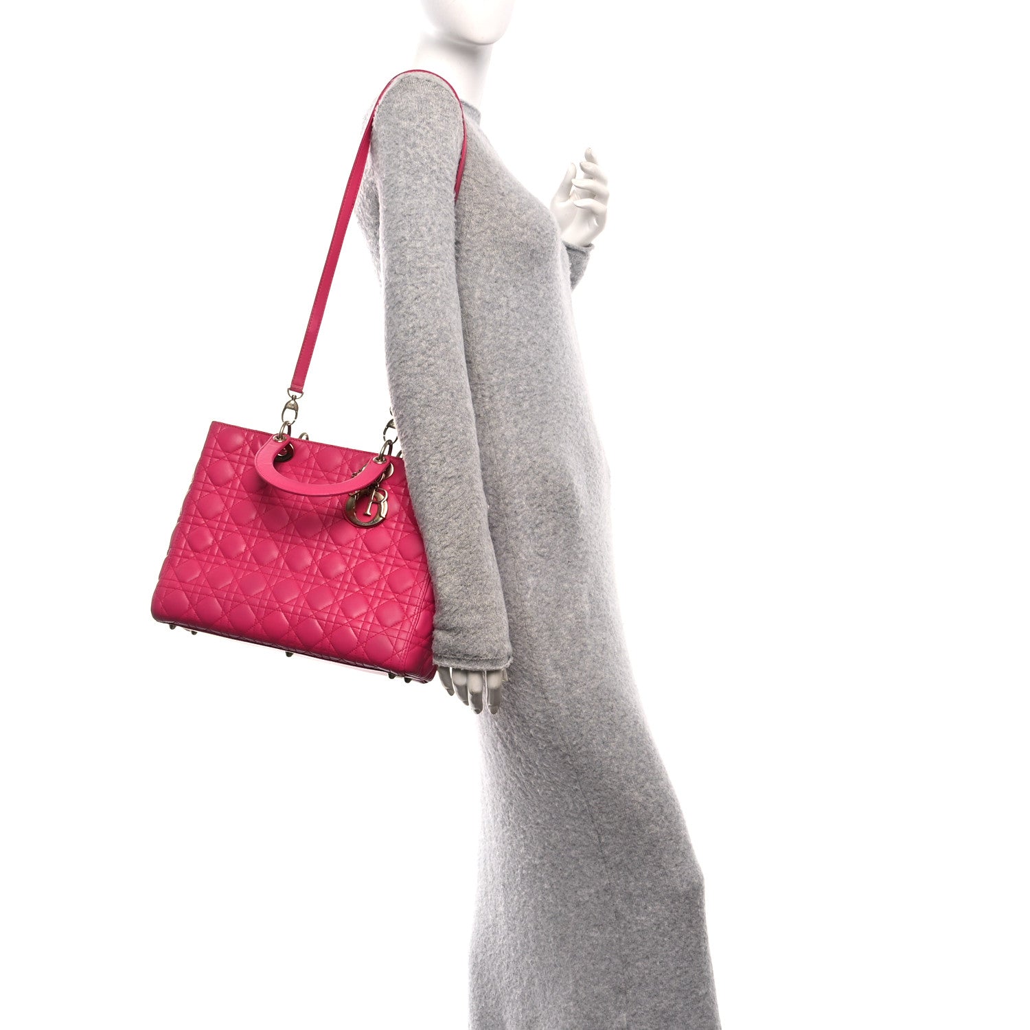 Christian Dior Lambskin Cannage Large Lady Dior Pink 2 of 10