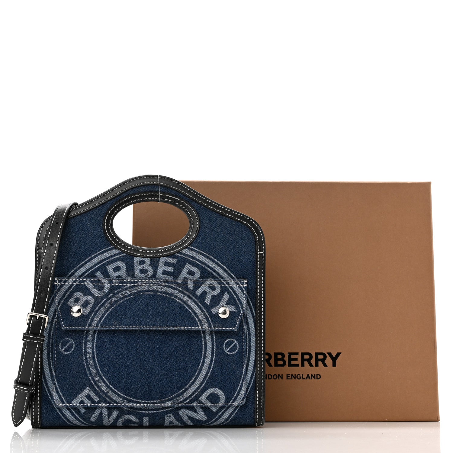 Burberry Denim Smooth Calfskin Mini Pocket Bag Blue 10 of 10