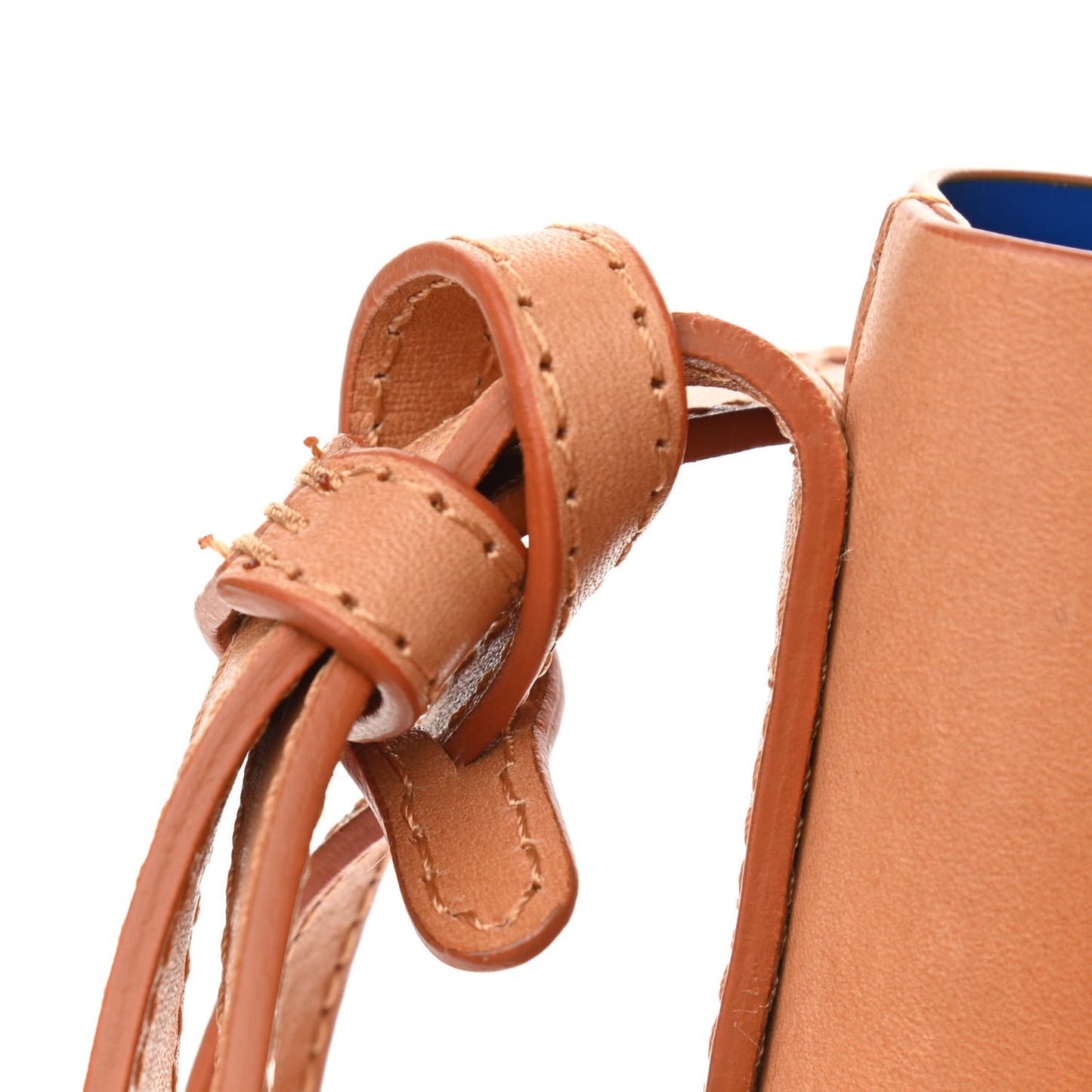 Vegetable Tanned Calfskin Bucket Bag Cammello Azzurro