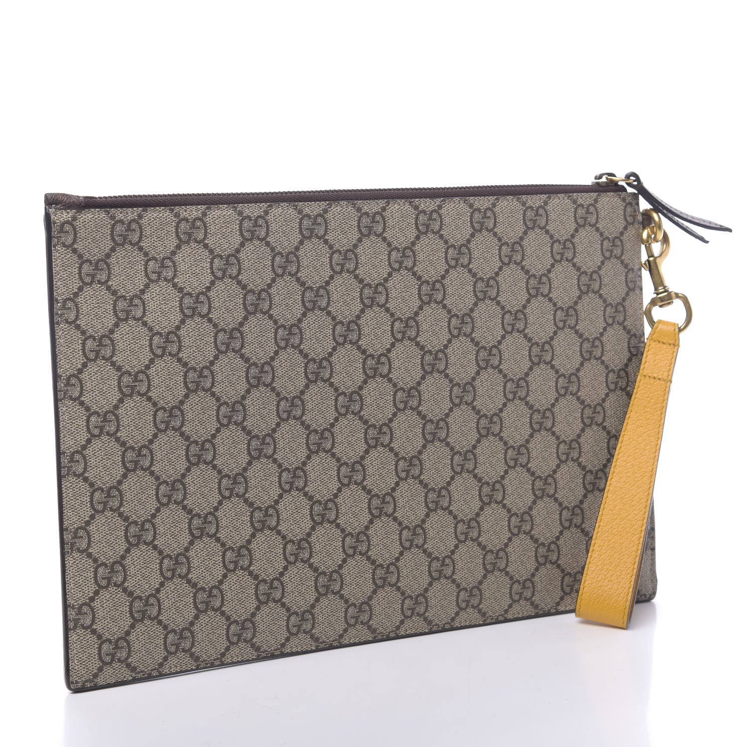 Gucci GG Supreme Monogram Neo Vintage Zip Wristlet Pouch Beige New Acero Crop 3 of 17