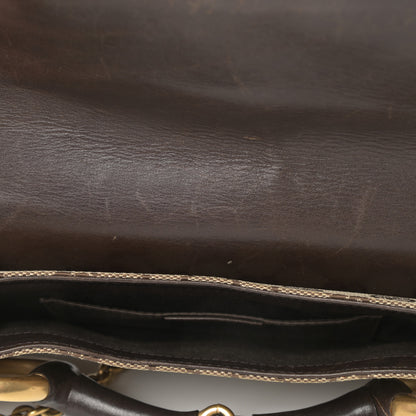 Gucci Monogram Studded Horsebit Clutch Dark Brown 14 of 15