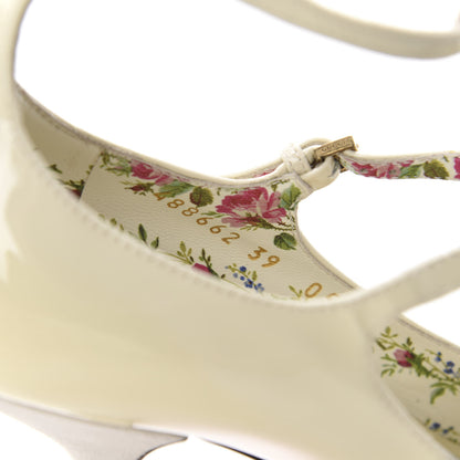 Gucci Patent Pearl Taide T-Strap Pumps 39 White 9 of 11