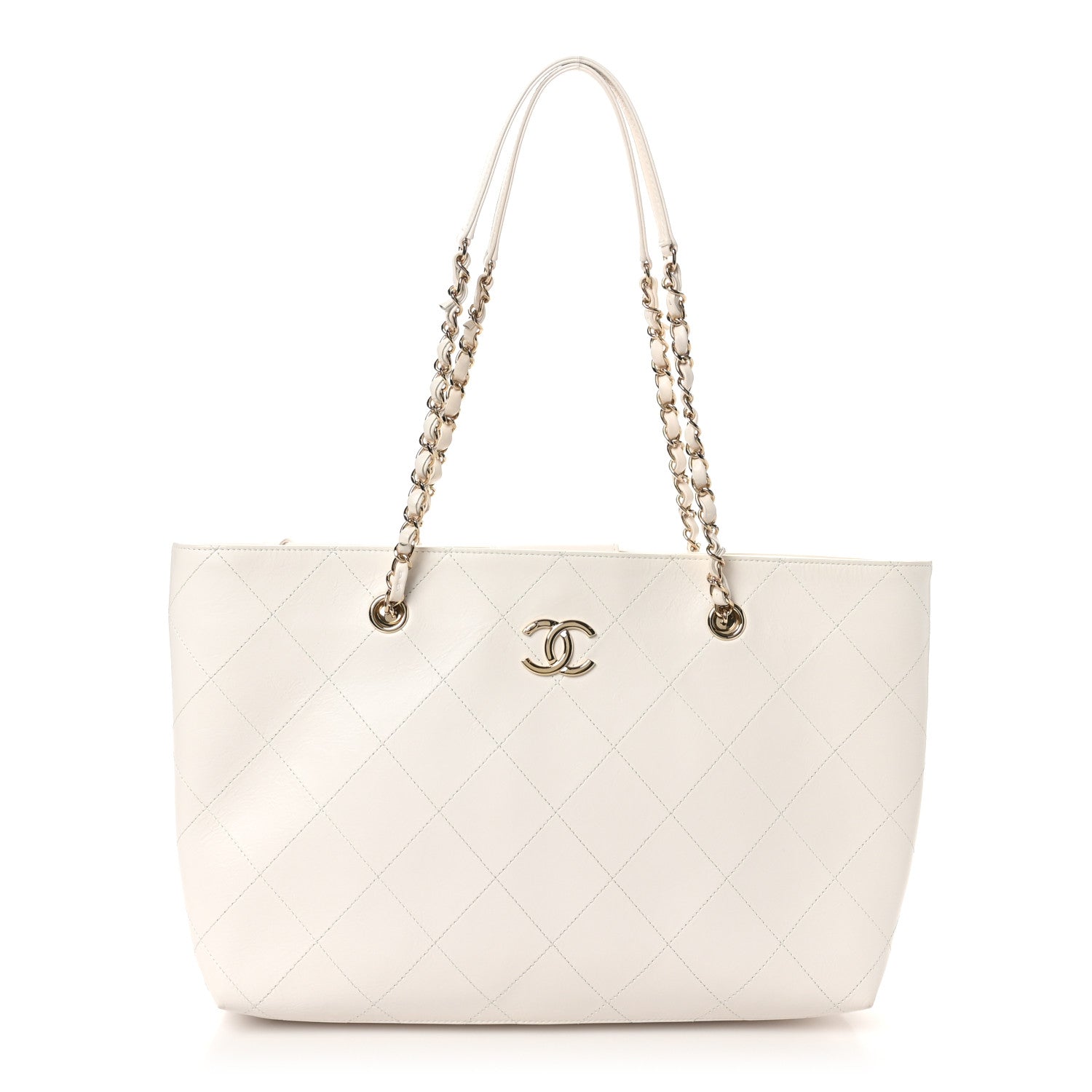 Chanel Glazed Calfskin Stitched Shopping Tote White 1 of 11