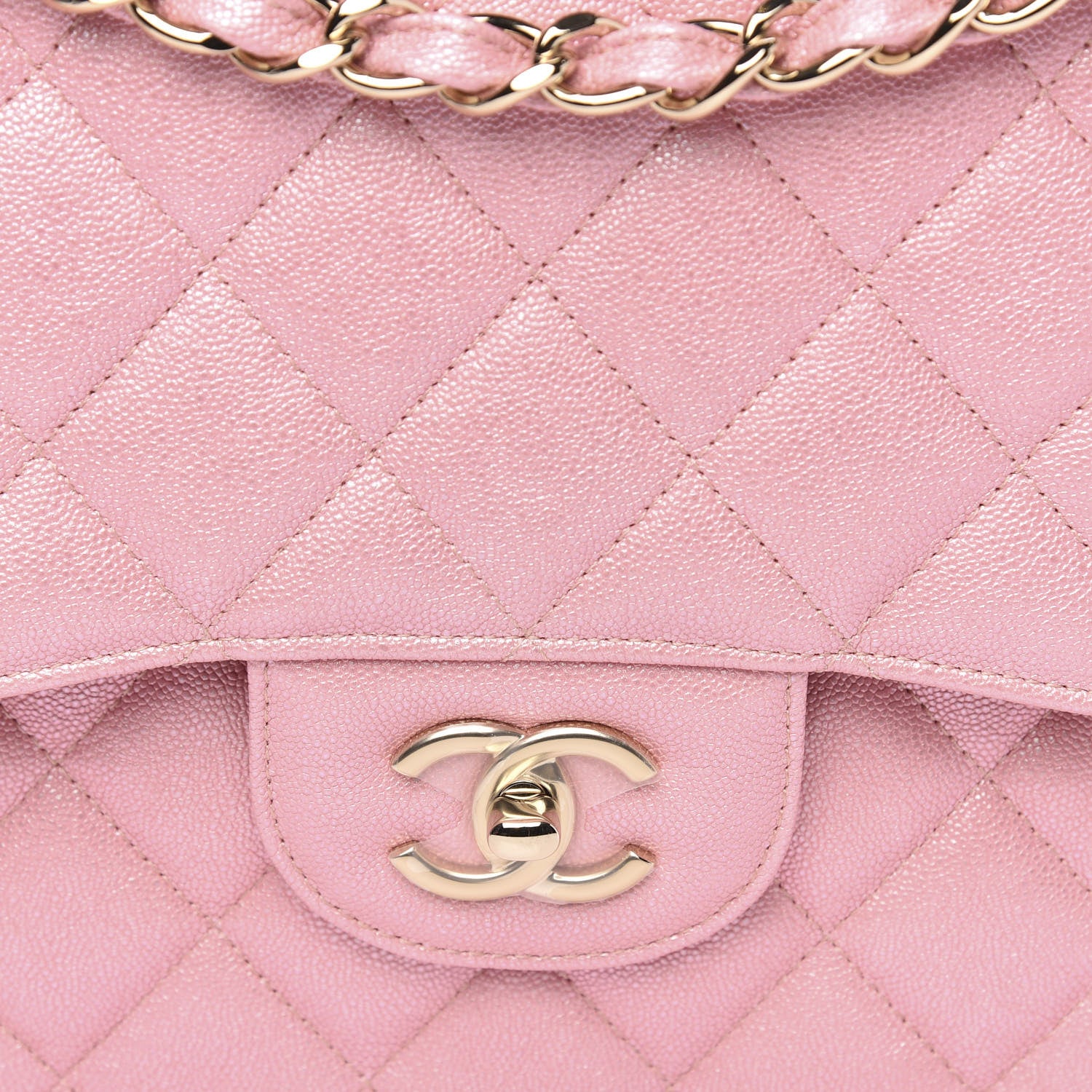 Chanel Iridescent Caviar Quilted Jumbo Double Flap Rose Pink 10 of 11