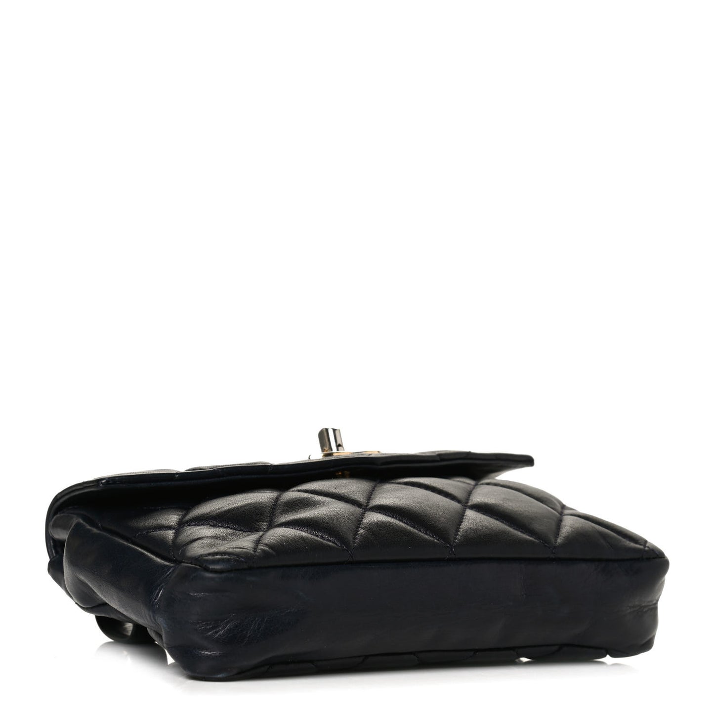 Lambskin Quilted Flap Waist Belt Bag 70 28 Navy