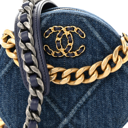 Chanel Denim Quilted Chanel 19 Round Clutch With Chain Blue 8 of 11