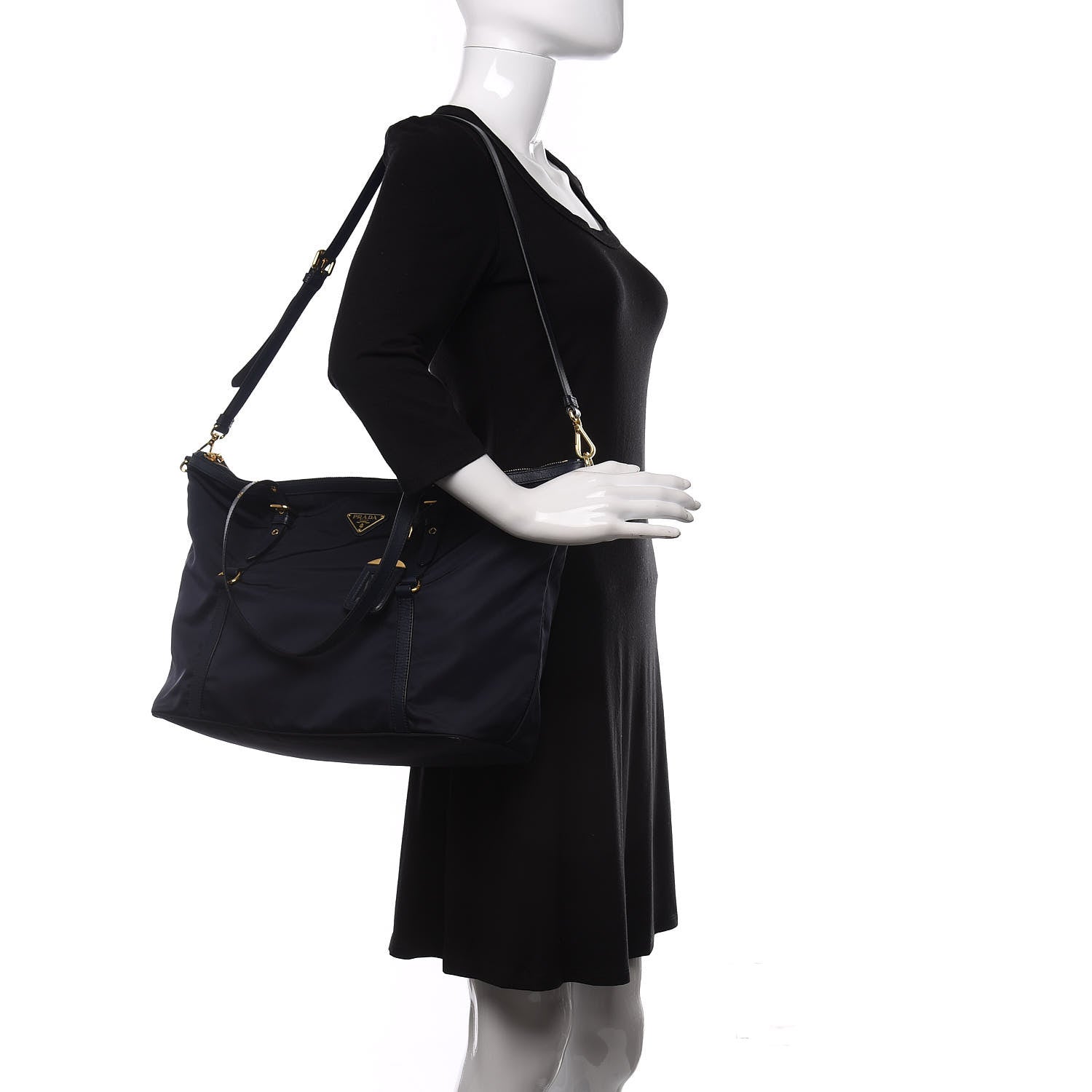 Prada Tessuto Nylon Saffiano Tote Baltico 2 of 9