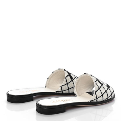 Chanel Pearl Embroidery CC Mules 40 Black White 3 of 10