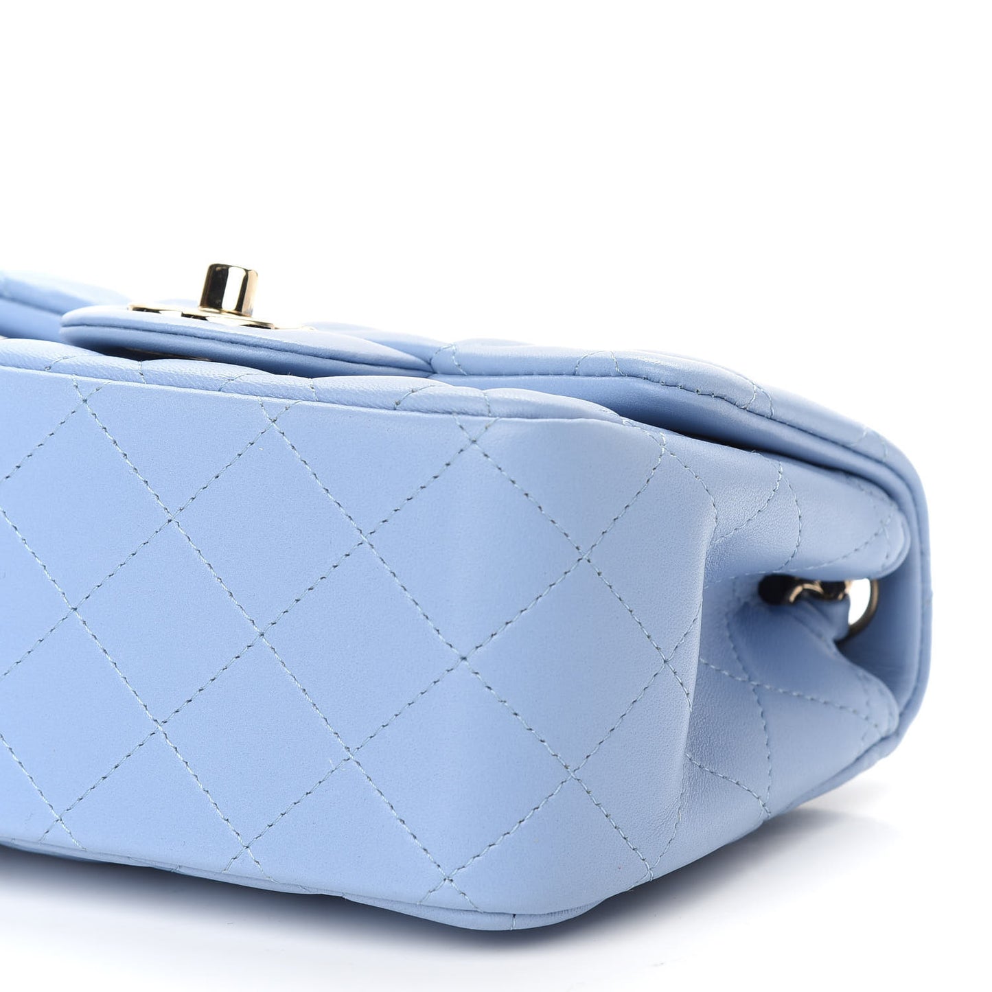 Lambskin Quilted Mini Square Flap Light Blue