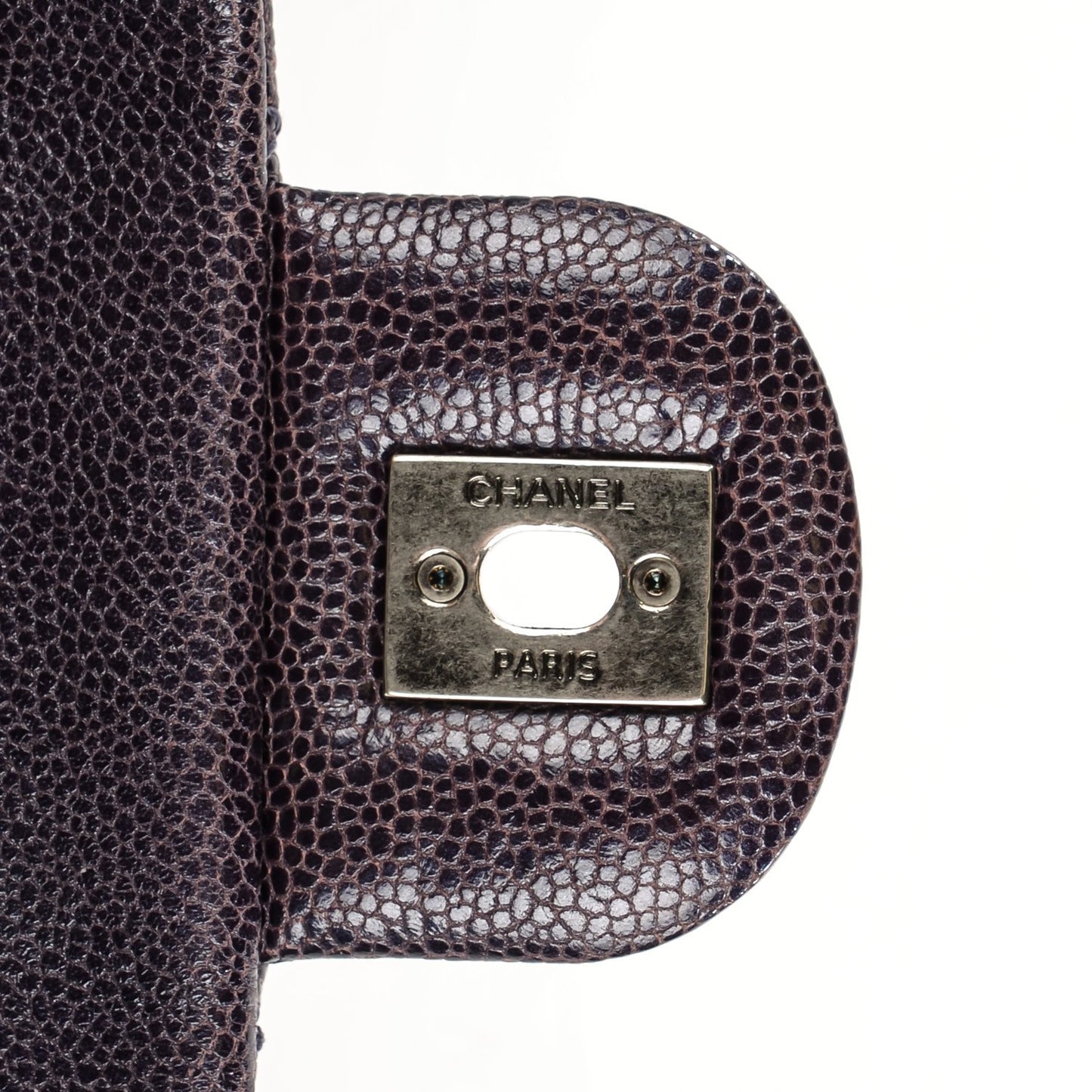 Iridescent Caviar Quilted Small Chic Flap Dark Purple