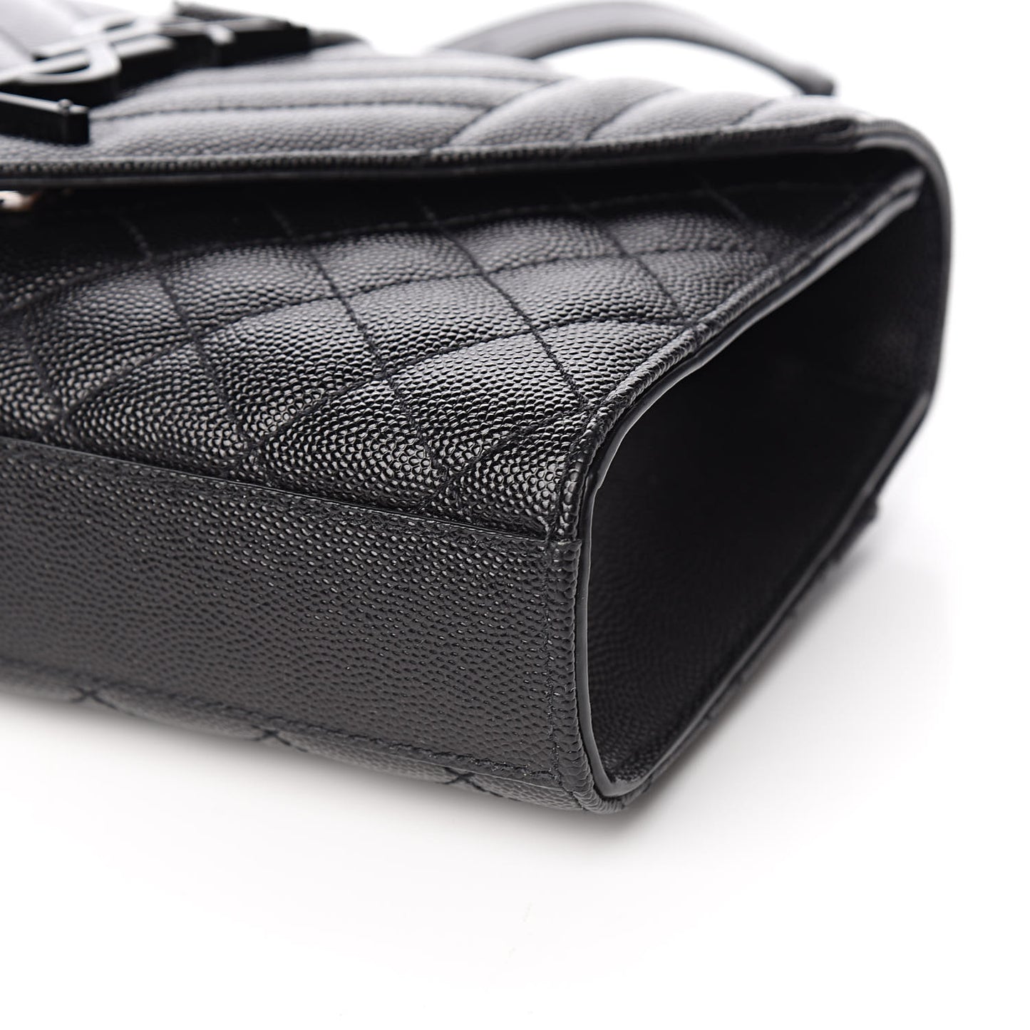 Grain De Poudre Textured Mixed Matelasse Triquilt Small Monogram Satchel Black