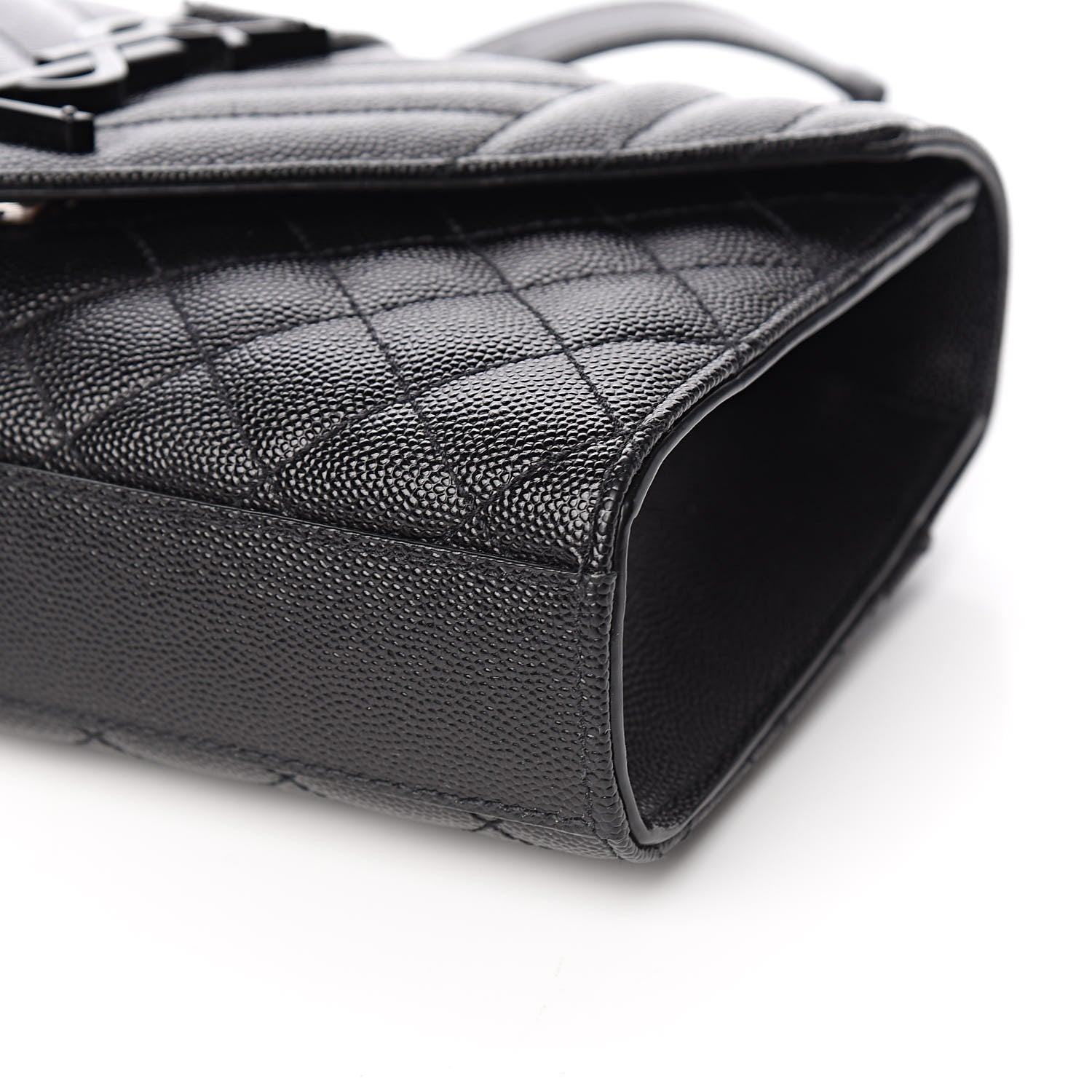 Saint Laurent Grain De Poudre Textured Mixed Matelasse Triquilt Small Monogram Satchel Black 8 of 9
