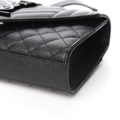 Saint Laurent Grain De Poudre Textured Mixed Matelasse Triquilt Small Monogram Satchel Black 8 of 9