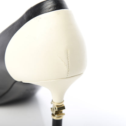 Chanel Lambskin CC Pumps 39.5 Black Ivory 12 of 14