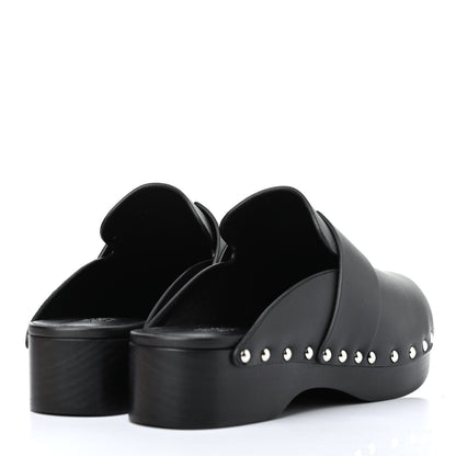 Hermes Calfskin Calya Mules 38 Black 3 of 4
