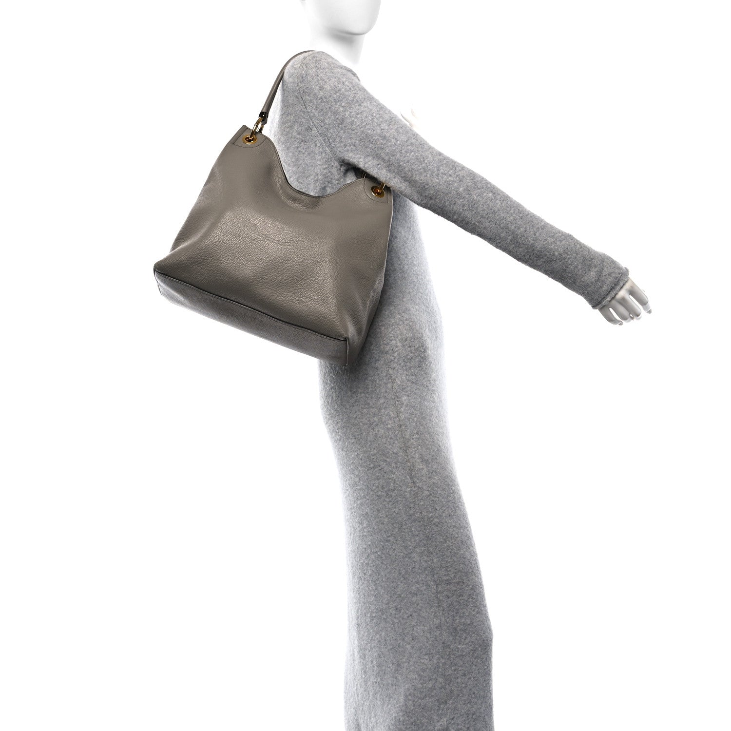 Prada Vitello Phenix Logo Hobo Argilla 3 of 10