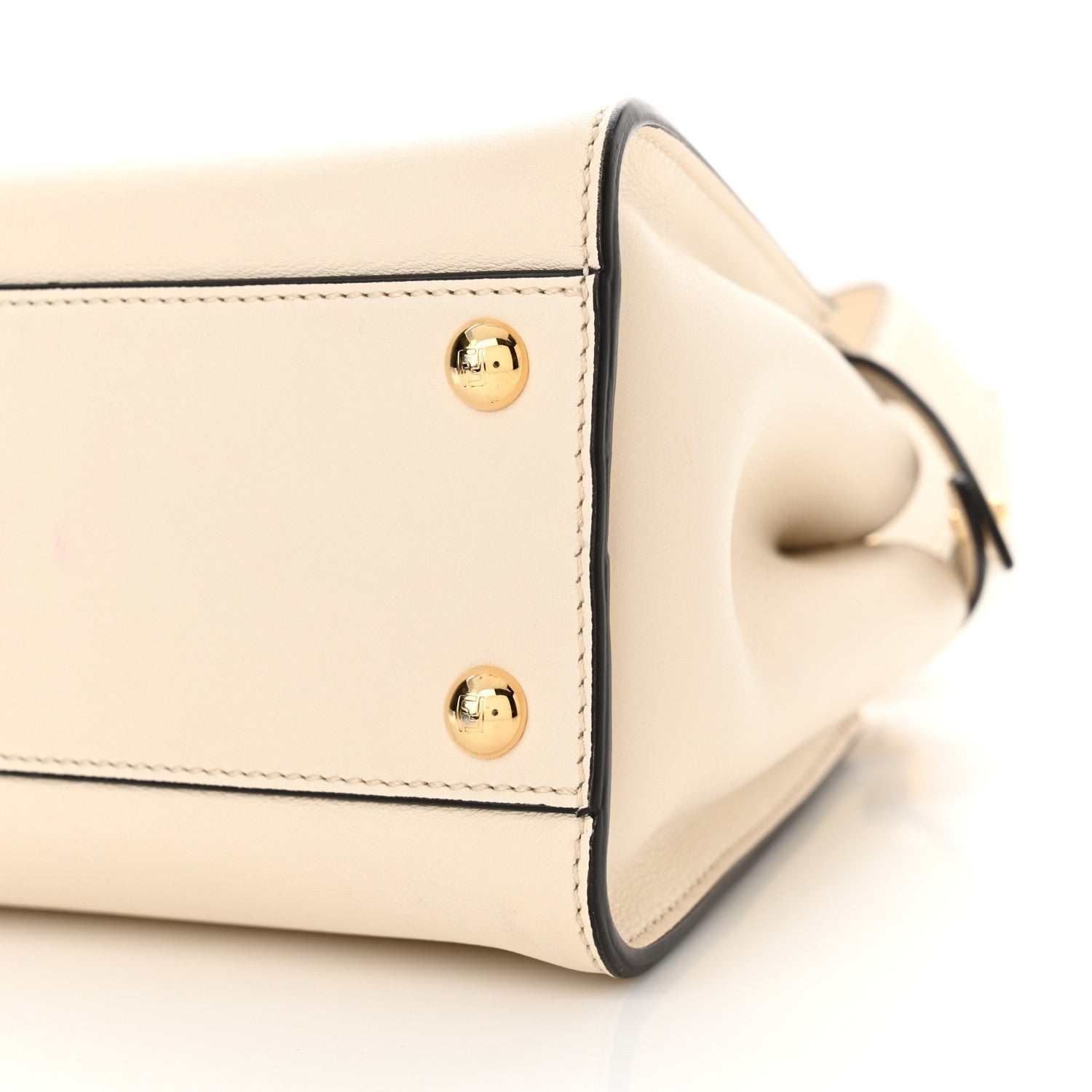 Fendi Vitello Seta Suede FF Mini Peekaboo Iconic Satchel Uovo Sigaro Marrone 10 of 13