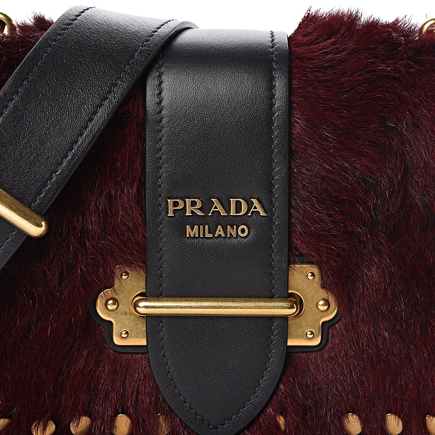 Prada Calf Hair City Calfskin Cahier Bag Granato Black 9 of 9