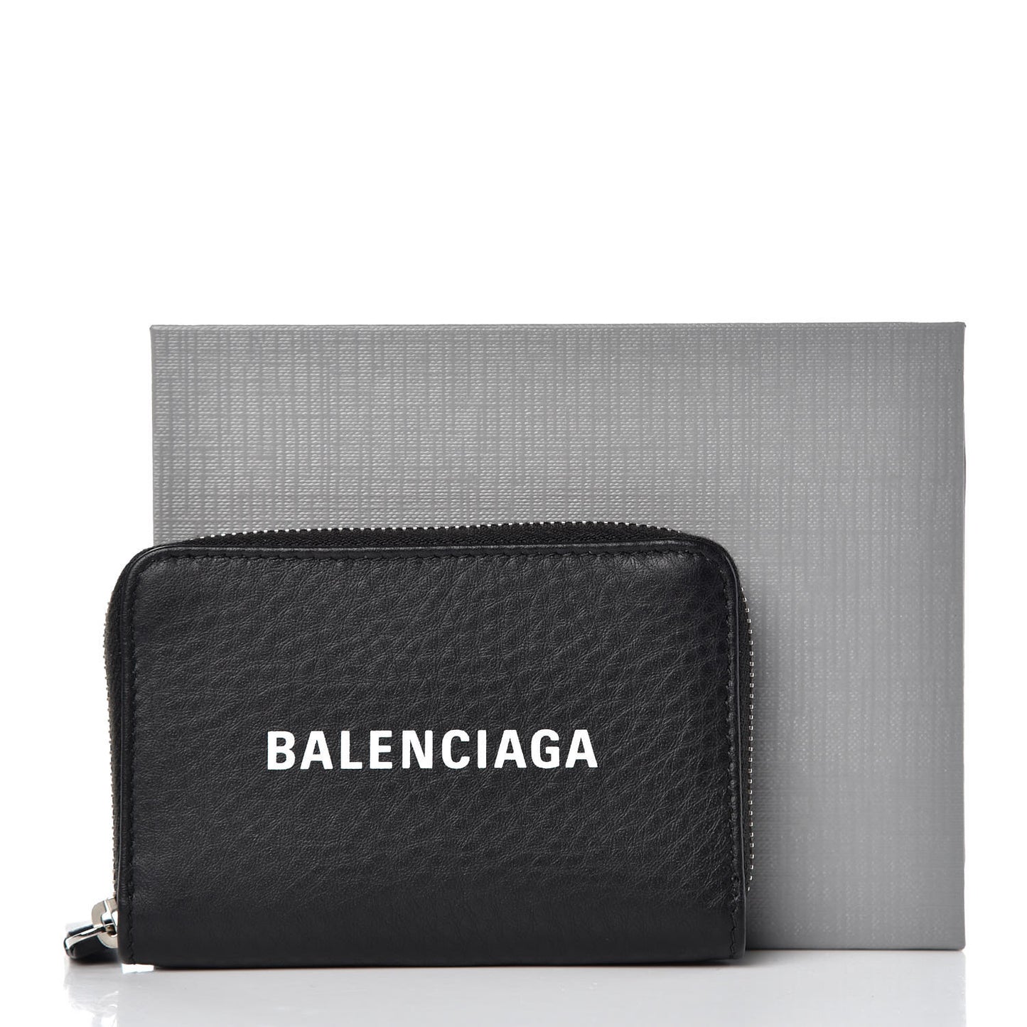 Smooth Calfskin Logo Everyday Zip Around Card Holder Black White
