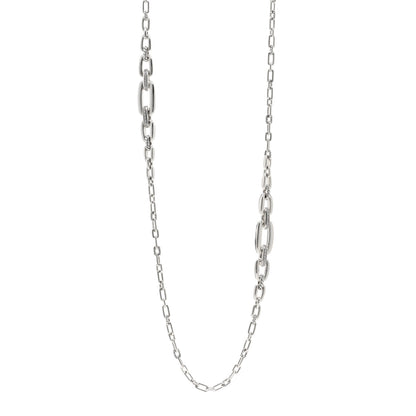 David Yurman Sterling Silver Diamond Wellesley Long Chain Link Necklace 1 of 5