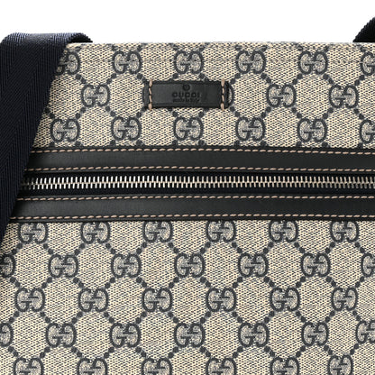 Gucci GG Supreme Monogram Small Flat Side Zip Messenger Bag Beige Blue 8 of 14