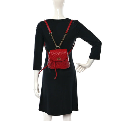 Gucci Calfskin Matelasse GG Marmont Flap Backpack Hibiscus Red 2 of 10