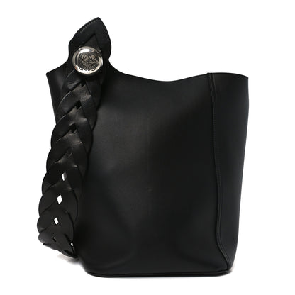 Loewe Smooth Calfski Large Woven Pebble Bucket Bag Black 1 of 10