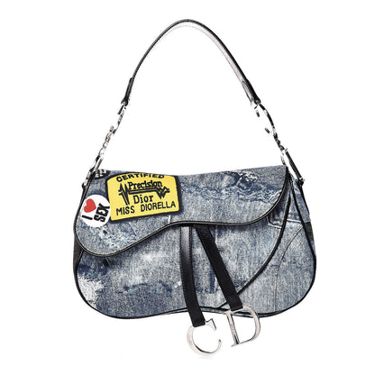 Christian Dior Denim Miss Diorella Double Saddle Bag Blue 1 of 8