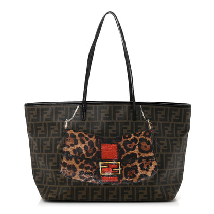 Fendi Zucca Spalmati Patent Baguette Print Medium Roll Tote Tobacco 1 of 14