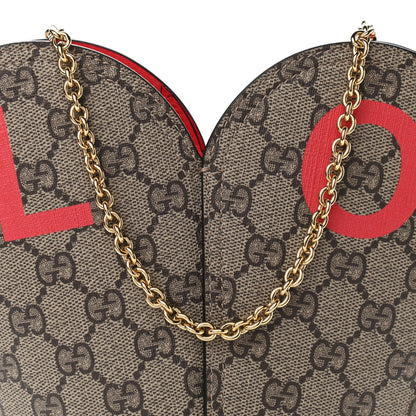 Gucci GG Supreme Monogram Love Valentines Day Small Heart Bag Beige Ebony New Geranium 7 of 9