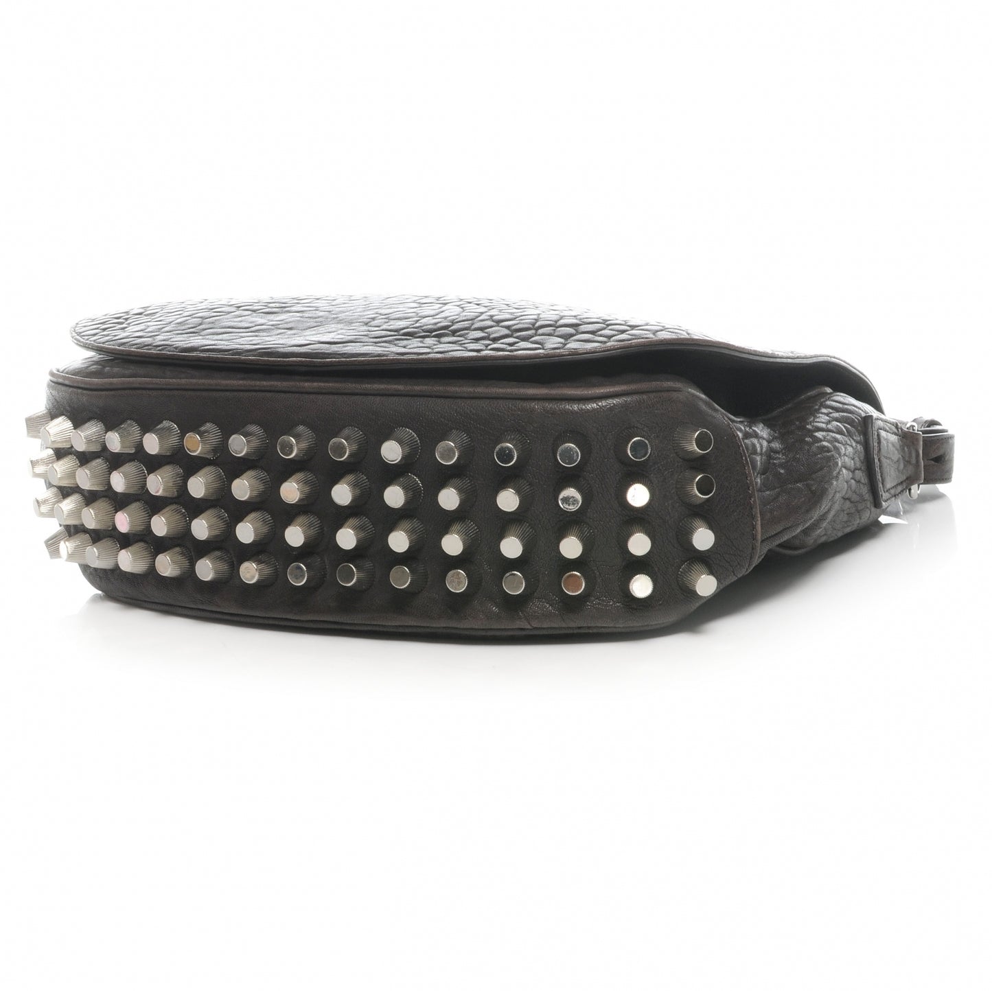 Textured Lambskin Lia Sling Messenger Bag Grey